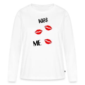 kiss Me Kiss bisous - T-shirt manches longues Premium bio Femme - blanc - Devant - Julia (174cm)