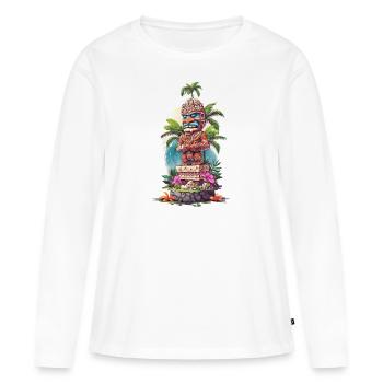 Tiki Statue - Frauen Premium Bio Langarmshirt - Weiß - Vorne - Julia (174cm)