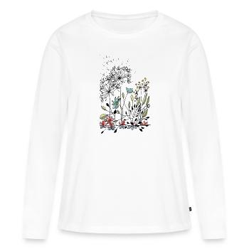 Blumen - Frauen Premium Bio Langarmshirt - Weiß - Vorne - Julia (174cm)