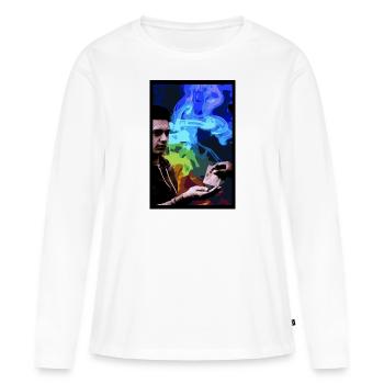Beutelweise Happiness - Frauen Premium Bio Langarmshirt - Weiß - Vorne - Julia (174cm)