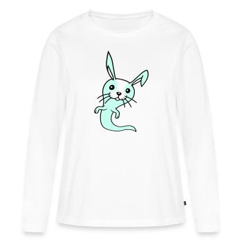 Lapin Fantôme Fantôme Hanter Halloween Effrayant Mignon - T-shirt manches longues Premium bio Femme - blanc - Devant - Julia (174cm)