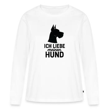 Ich liebe meinen Hund Dogge - Frauen Premium Bio Langarmshirt - Weiß - Vorne - Julia (174cm)