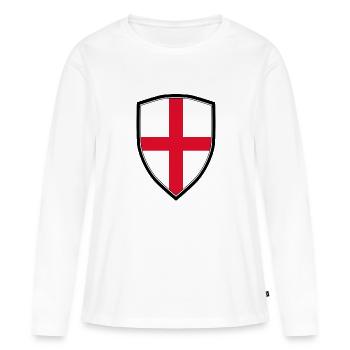 ANGLE FLAG SHIELD - T-shirt manches longues Premium bio Femme - blanc - Devant - Julia (174cm)