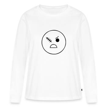 Emoji Skizze Narbe Auge schwarz - Frauen Premium Bio Langarmshirt - Weiß - Vorne - Julia (174cm)