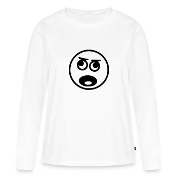 Emoji sketch cri noir - T-shirt manches longues Premium bio Femme - blanc - Devant - Julia (174cm)
