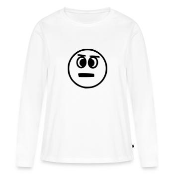 Emoji esquisse noir neutre - T-shirt manches longues Premium bio Femme - blanc - Devant - Julia (174cm)