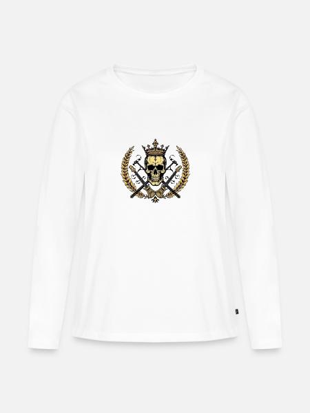 Skull - Frauen Premium Bio Langarmshirt - Weiß