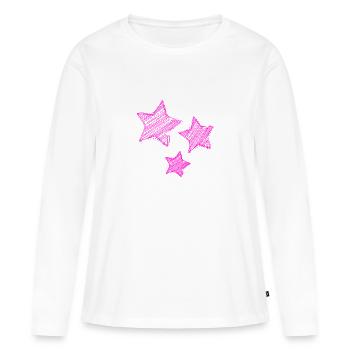 STERN. STERNE. STERN. STERNE. FEST. JAHRESTAG - Frauen Premium Bio Langarmshirt - Weiß - Vorne - Julia (174cm)