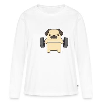 La musculation - T-shirt manches longues Premium bio Femme - blanc - Devant - Julia (174cm)