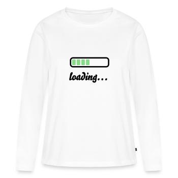 Batterie Chargement de la batterie - T-shirt manches longues Premium bio Femme - blanc - Devant - Julia (174cm)