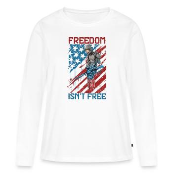 Liberté - Jour de l’indépendance américaine - T-shirt manches longues Premium bio Femme - blanc - Devant - Julia (174cm)