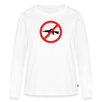 Paix - Pas de guerre - Mouvement pacifiste - T-shirt manches longues Premium bio Femme - blanc - Devant - Julia (174cm)