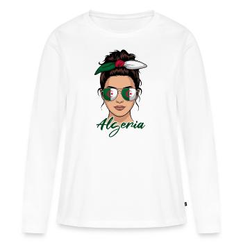 Fille Algérienne Femme Drapeau Algérie - T-shirt manches longues Premium bio Femme - blanc - Devant - Julia (174cm)