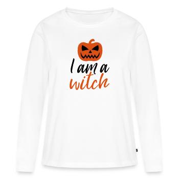 Je suis une sorcière Hexe - T-shirt manches longues Premium bio Femme - blanc - Devant - Julia (174cm)