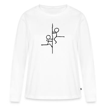 Strichmännchen klettern am Seil - Frauen Premium Bio Langarmshirt - Weiß - Vorne - Julia (174cm)