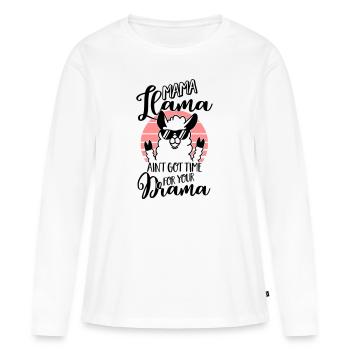 Mama Llama ain't got time for your Drama - Mutter - T-shirt manches longues Premium bio Femme - blanc - Devant - Julia (174cm)