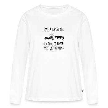 mes passions - T-shirt manches longues Premium bio Femme - blanc - Devant - Julia (174cm)