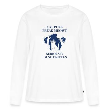 Cat Puns Freak Meowt - T-shirt manches longues Premium bio Femme - blanc - Devant - Julia (174cm)