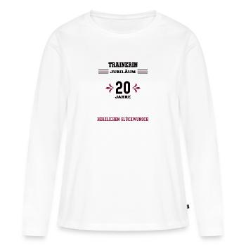 Trainerin 20 Jahre Jubiläum 20. Jubi Training - Frauen Premium Bio Langarmshirt - Weiß - Vorne - Julia (174cm)