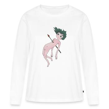 Flèche de Cupidon - T-shirt manches longues Premium bio Femme - blanc - Devant - Julia (174cm)