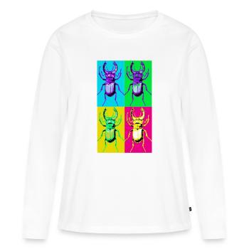 Coléoptère Pop Quadri - T-shirt manches longues Premium bio Femme - blanc - Devant - Julia (174cm)