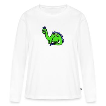 Bruno der Brontosaurier - Frauen Premium Bio Langarmshirt - Weiß - Vorne - Julia (174cm)