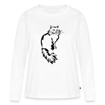 Perser - Perserkatze - Frauen Premium Bio Langarmshirt - Weiß - Vorne - Julia (174cm)