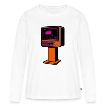 Rétro Future TV - T-shirt manches longues Premium bio Femme - blanc - Devant - Julia (174cm)