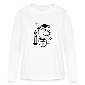 Nuit de l’étoile filante dorée - T-shirt manches longues Premium bio Femme - blanc - Devant - Julia (174cm)