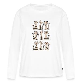9 Vie féline - T-shirt manches longues Premium bio Femme - blanc - Devant - Julia (174cm)