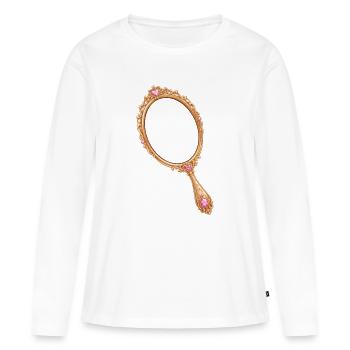 Miroirs à main pour vos propres photos et motifs - T-shirt manches longues Premium bio Femme - blanc - Devant - Julia (174cm)