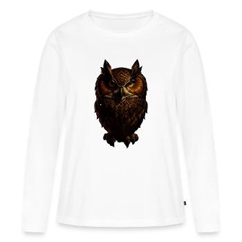 Chouette drôle - T-shirt manches longues Premium bio Femme - blanc - Devant - Julia (174cm)