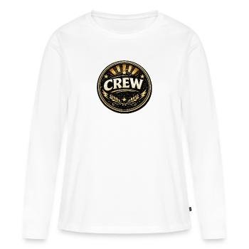 Emblème vintage de l’équipage Or noir - T-shirt manches longues Premium bio Femme - blanc - Devant - Julia (174cm)