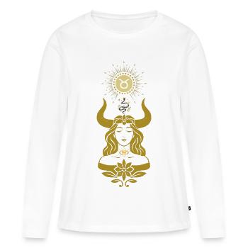 Taureau Femme – Cadeau Astrologie - T-shirt manches longues Premium bio Femme - blanc - Devant - Julia (174cm)