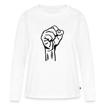 Poing fermé - T-shirt manches longues Premium bio Femme - blanc - Devant - Julia (174cm)