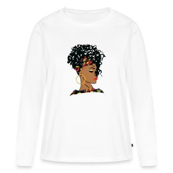 Schöne schwarze Modefrau - Frauen Premium Bio Langarmshirt - Weiß - Vorne - Julia (174cm)
