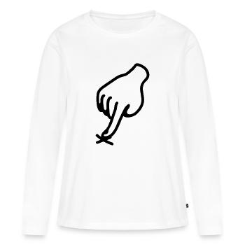 zeigen Kreuz - hier - line - Frauen Premium Bio Langarmshirt - Weiß - Vorne - Julia (174cm)