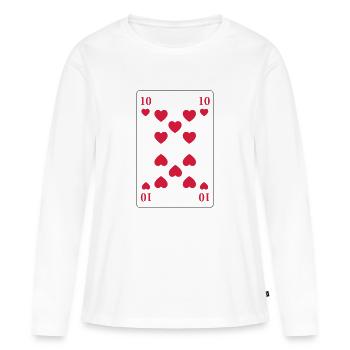 Coeur 10 - dix coeurs - T-shirt manches longues Premium bio Femme - blanc - Devant - Julia (174cm)