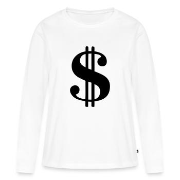 symbole dollar banque banquier - T-shirt manches longues Premium bio Femme - blanc - Devant - Julia (174cm)
