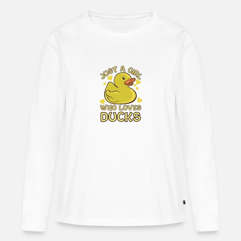 Ente - Frauen Premium Bio Langarmshirt - Weiß