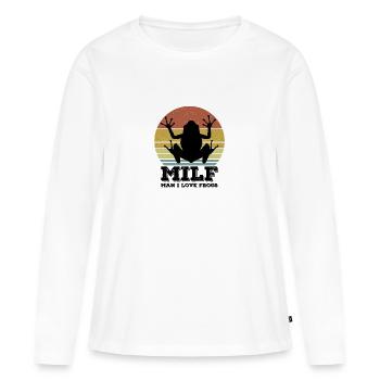 Grenouille - T-shirt manches longues Premium bio Femme - blanc - Devant - Julia (174cm)