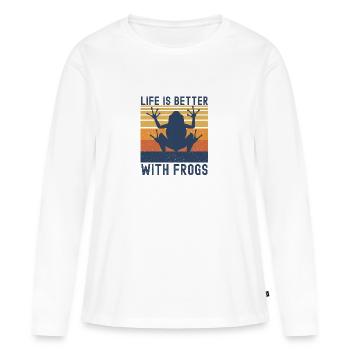 Grenouille - T-shirt manches longues Premium bio Femme - blanc - Devant - Julia (174cm)