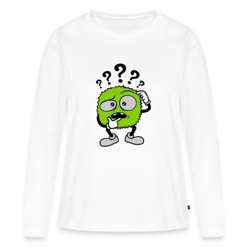 Point d’interrogation visage sceptique comique - T-shirt manches longues Premium bio Femme - blanc - Devant - Julia (174cm)