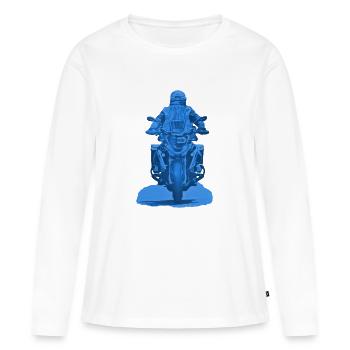 Motorradfahrer blau - Frauen Premium Bio Langarmshirt - Weiß - Vorne - Julia (174cm)