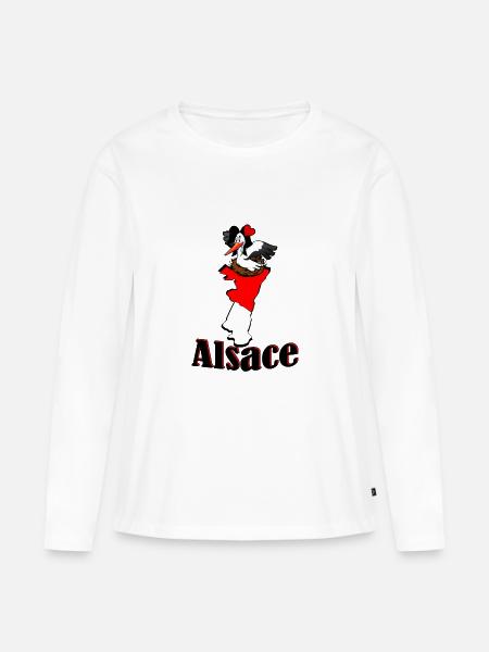 Storchenregion Elsass - Frauen Premium Bio Langarmshirt - Weiß