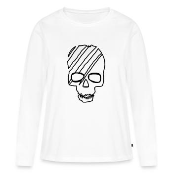 Totenkopf "Skizze" - Frauen Premium Bio Langarmshirt - Weiß - Vorne - Julia (174cm)