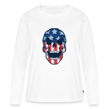 Totenkopf Amerika Republikaner T-Shirt US Army - Frauen Premium Bio Langarmshirt - Weiß - Vorne - Julia (174cm)