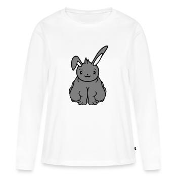 Gros Lapin Assis En Surpoids Gros Affamé Drôle - T-shirt manches longues Premium bio Femme - blanc - Devant - Julia (174cm)