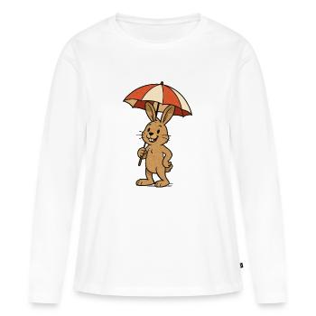 lapin parasol lapin - T-shirt manches longues Premium bio Femme - blanc - Devant - Julia (174cm)