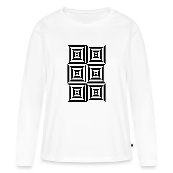 Abstrakte Kunst in schwarz weiß - Frauen Premium Bio Langarmshirt - Weiß - Vorne - Julia (174cm)